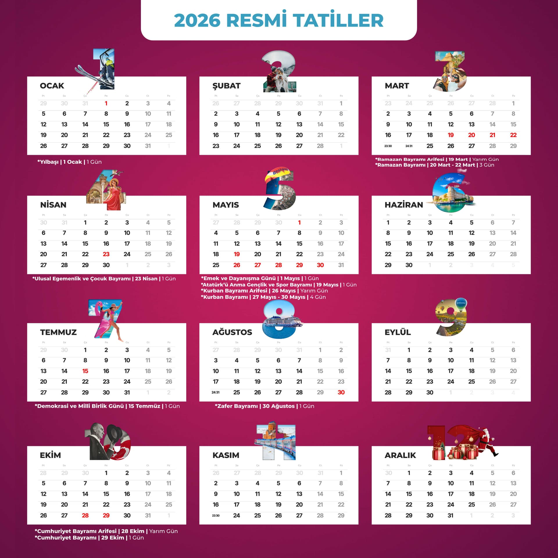 2026 Resmi Tatil Günleri Takvimi